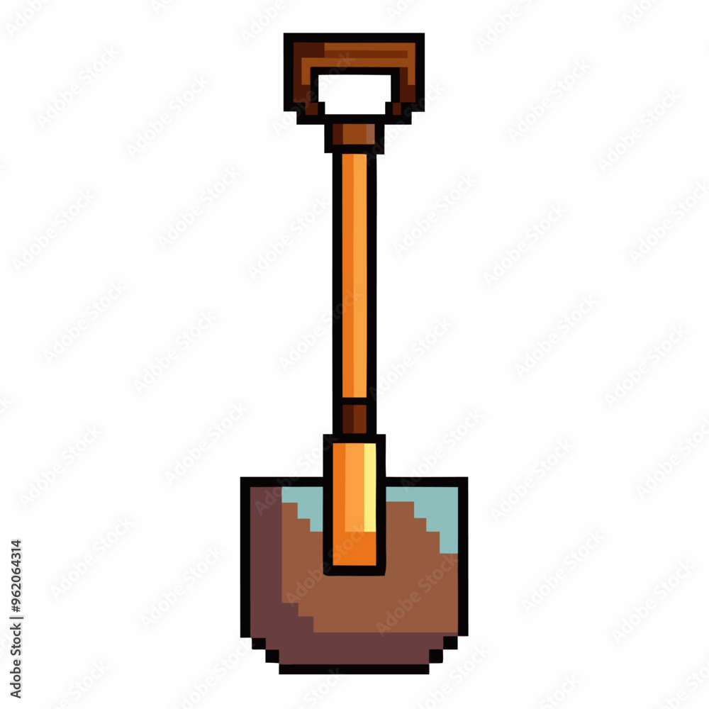 Pixel Art Shovel Icon Retro, Minimalist Design with Simple, Clean Lines Pixel Art Shovel Icon Retro, Minimalist Design with Simple, Clean Lines