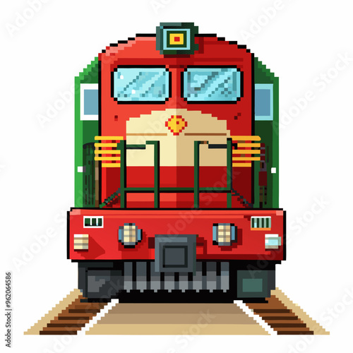 Retro Pixel Art Train on Tracks   Vibrant and Detailed Digital Illustration