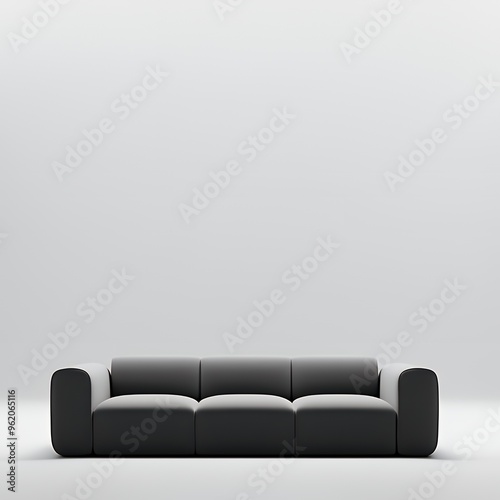 Black modular sofa on a white background.