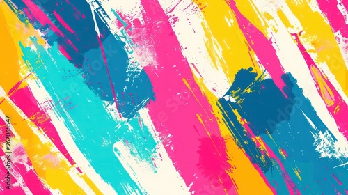 Abstract background with colorful brushstrokes and splatters.