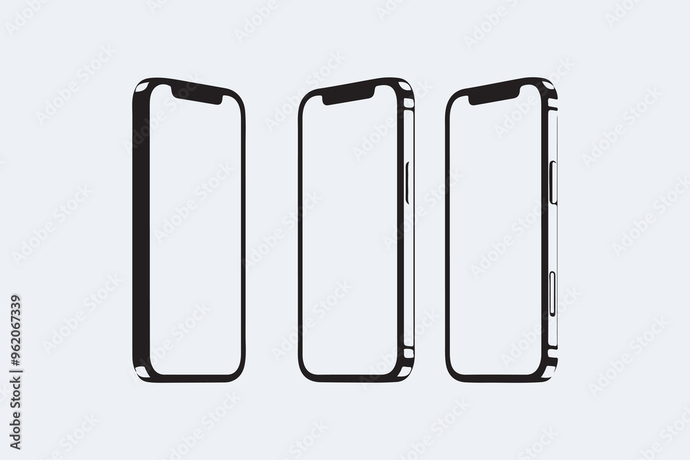 Set of modern smartphone mockup vector illustrations on a white background, easily editable
Set of modern smartphone mockup vector illustrations on a white background, easily editable