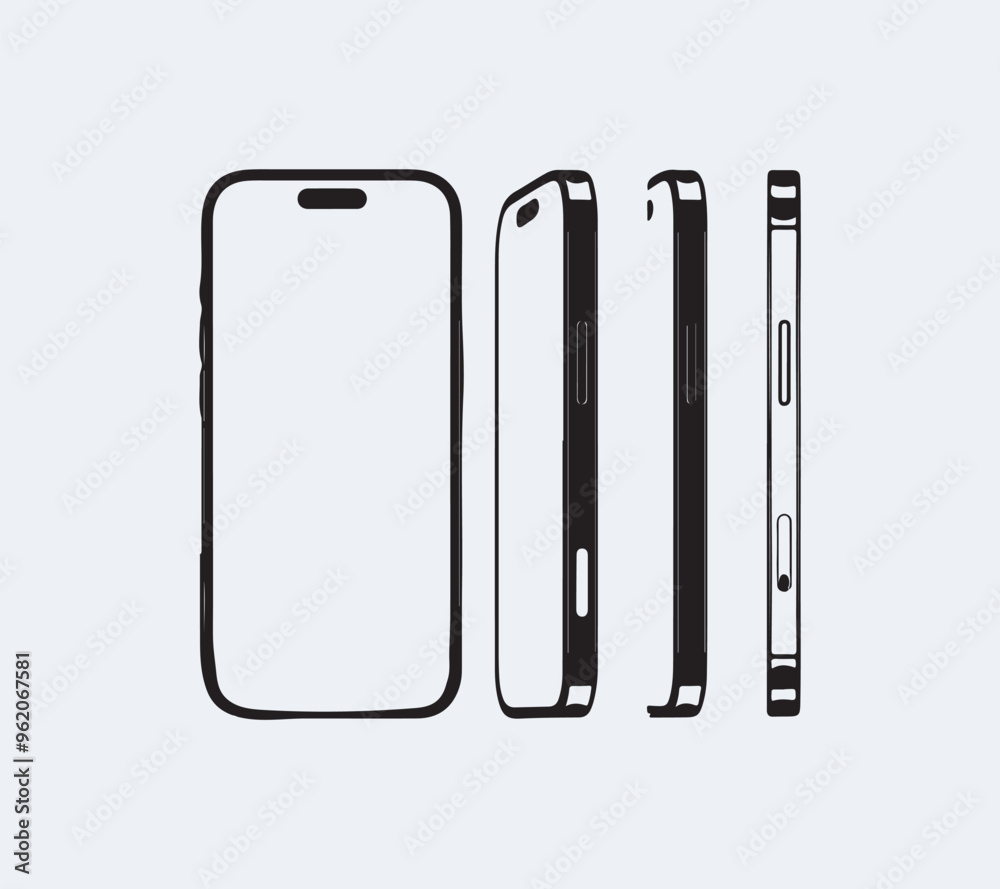 Set of modern smartphone mockup vector illustrations on a white background, easily editable
Set of modern smartphone mockup vector illustrations on a white background, easily editable