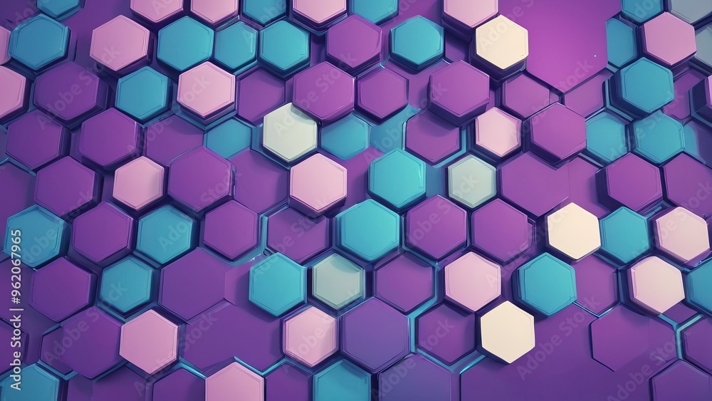Colorful Hexagonal Patterns in Shades of Purple, Blue, and Cream Create a Vibrant Abstract Background Scene Colorful Hexagonal Patterns in Shades of Purple, Blue, and Cream Create a Vibrant Abstract Background Scene