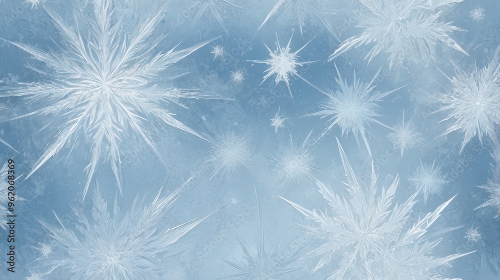 Intricate Frost Crystals Forming on a Cold Winter's Day, Creating a Beautiful Icy Display on a Window Pane Intricate Frost Crystals Forming on a Cold Winter's Day, Creating a Beautiful Icy Display on a Window Pane