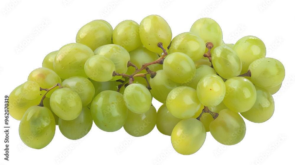 Fresh Green Grapes Arranged Elegantly on a White Background Fresh Green Grapes Arranged Elegantly on a White Background