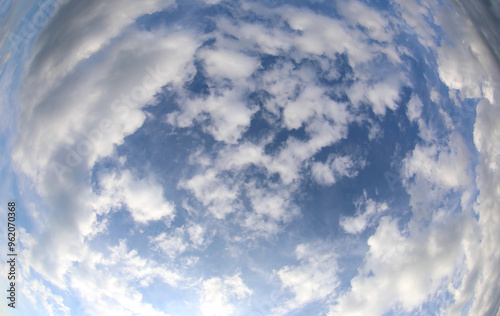 Fototapeta Naklejka Na Ścianę i Meble -  very wide sky photographed with a fisheye lens and clouds