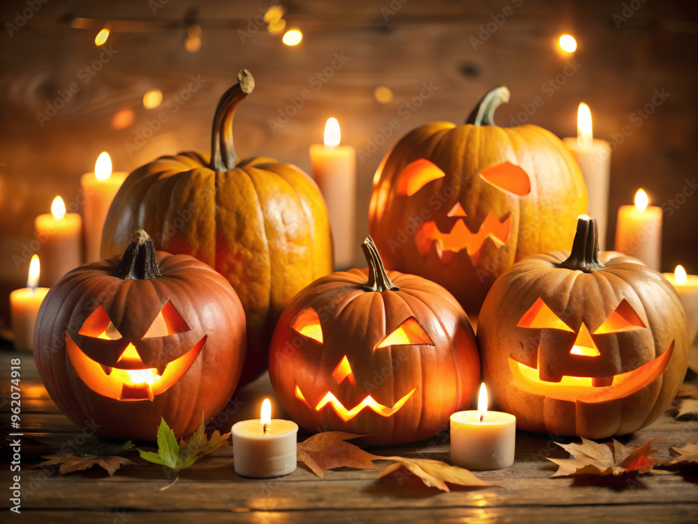 Candle lit Halloween Pumpkins Candle lit Halloween Pumpkins