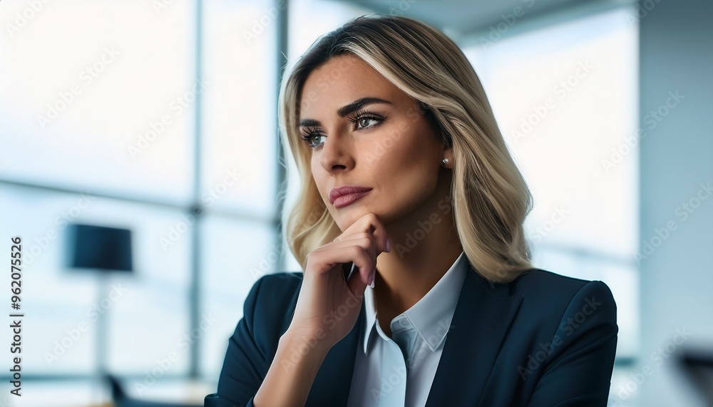 A close-up photograph of a business executive rubbing their chin with a tense expression. A close-up photograph of a business executive rubbing their chin with a tense expression.