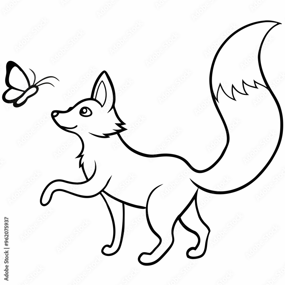 fox with butterfly fox with butterfly