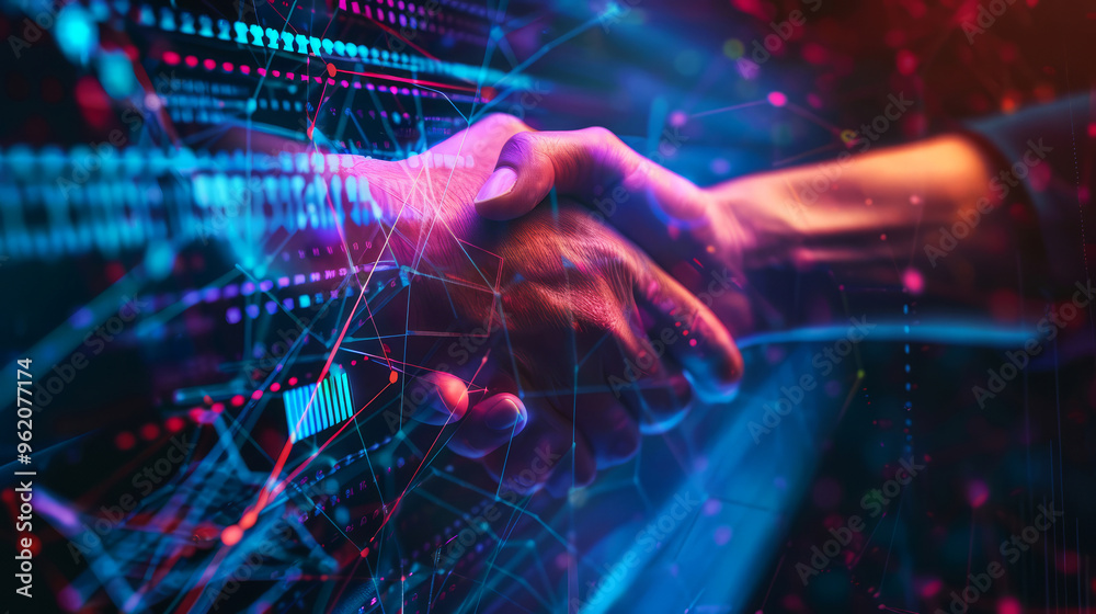 Digital Handshake: Abstract Network Connection. Digital Handshake: Abstract Network Connection.