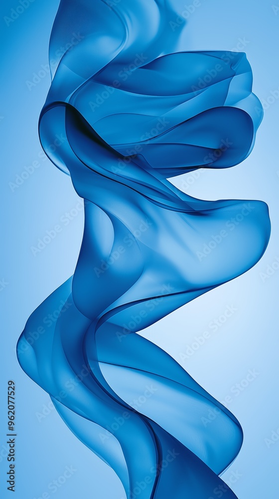 Flowing abstract blue fabric design on a light background Flowing abstract blue fabric design on a light background