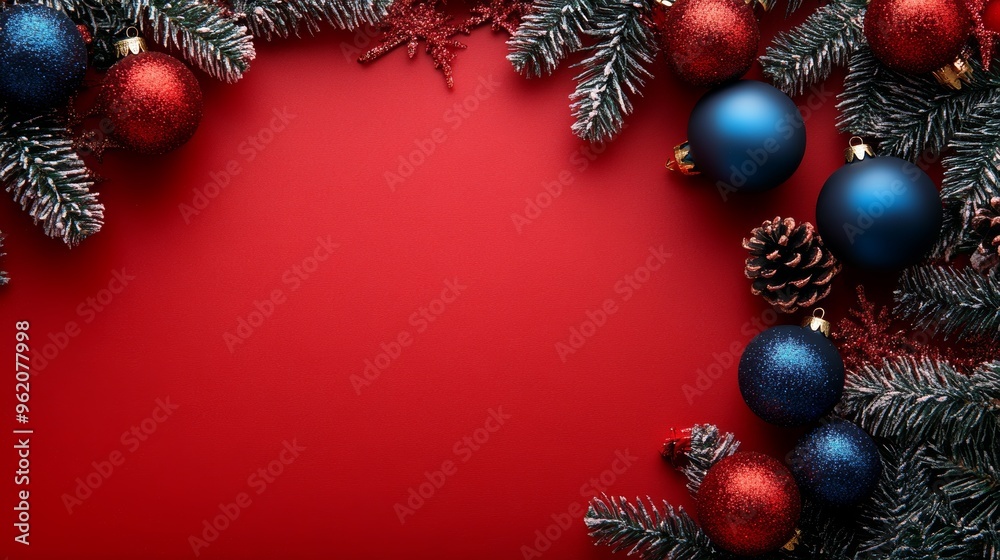 Christmas frame on a red background. Xmas and New Year holiday Christmas frame on a red background. Xmas and New Year holiday