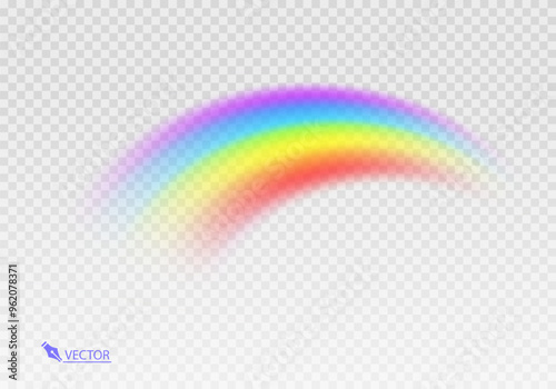 Graphic rainbow with transparent background  Shape arch realistic isolated on white transparent background. Colorful light and bright design element Vector illustration