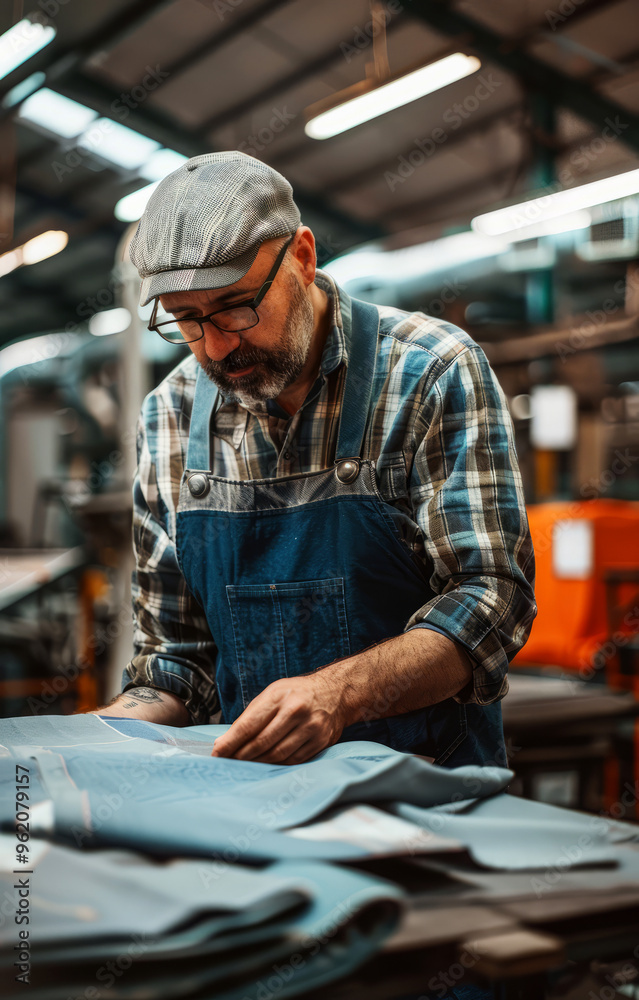 A Skilled Tailor Meticulously Inspects A Piece Of Fabric In His Workshop, Ensuring The Highest Quality For His Craft.