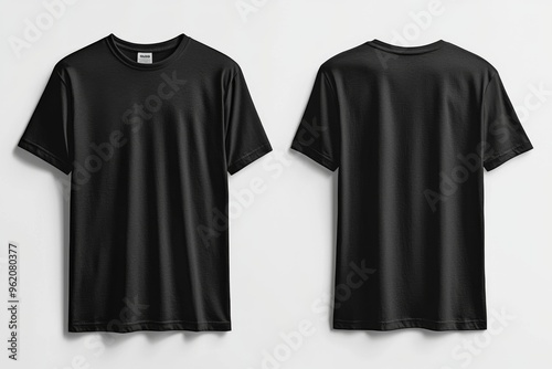 Black Tshirt Mockup Front and Back Isolated created with Generative AI