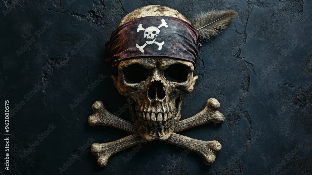 Fototapeta premium skeleton pirate captain caribbean cemetery evil