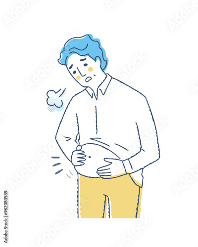 ぽっこりお腹を気にしている男性