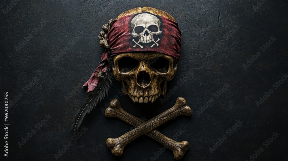 Fototapeta premium skeleton pirate captain caribbean cemetery evil