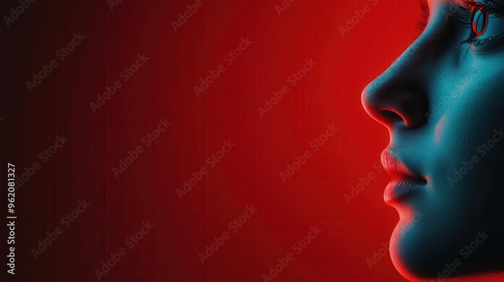 Close-up of a person s face being scanned by a biometric access control system, futuristic interface, Facial recognition, Security innovation