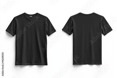 Black Tshirt Mockup Front and Back Isolated created with Generative AI