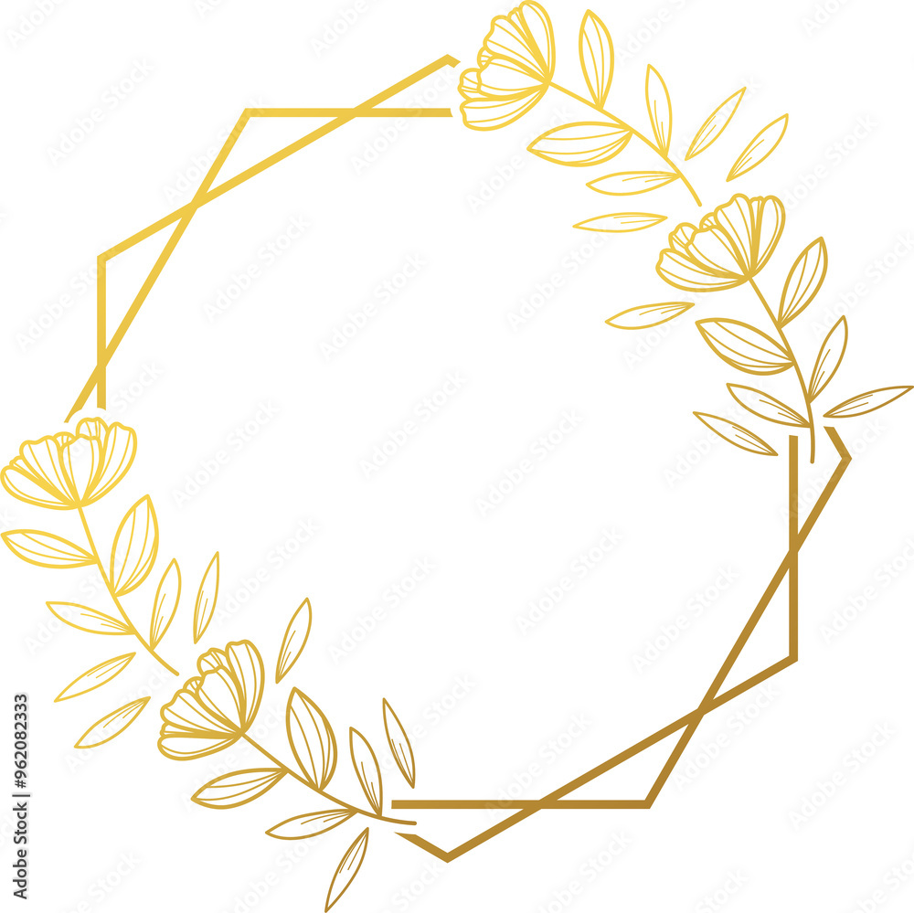 Floral wreath with leaves for wedding. Frame of garden rose with stem and leaves Floral wreath with leaves for wedding. Frame of garden rose with stem and leaves