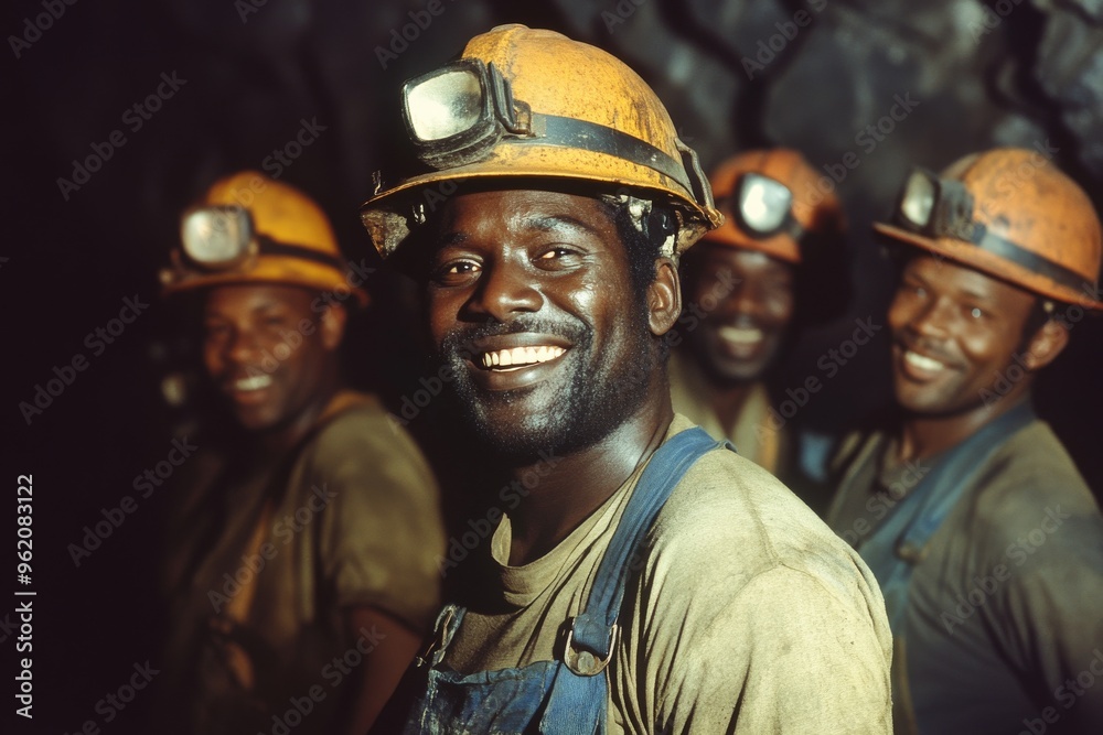 Obraz premium miners worker underground ore mining