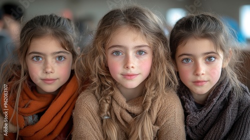 Three Young Girls Looking at the Camera