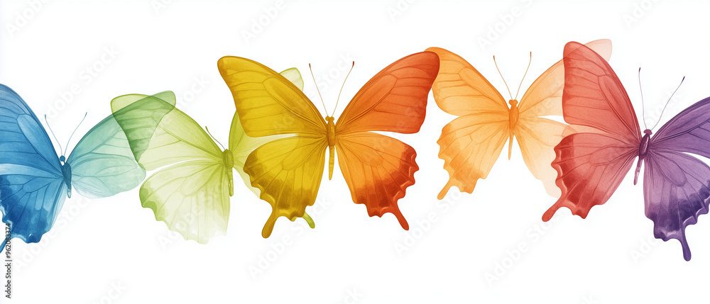 Obraz premium A colorful illustration of butterflies