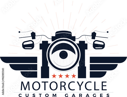 Retro Motorcycle Logo: Hand-Drawn Vintage Style for Unique Branding photo