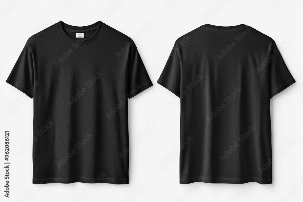 Black Tshirt Mockup Front and Back Isolated created with Generative AI Black Tshirt Mockup Front and Back Isolated created with Generative AI
