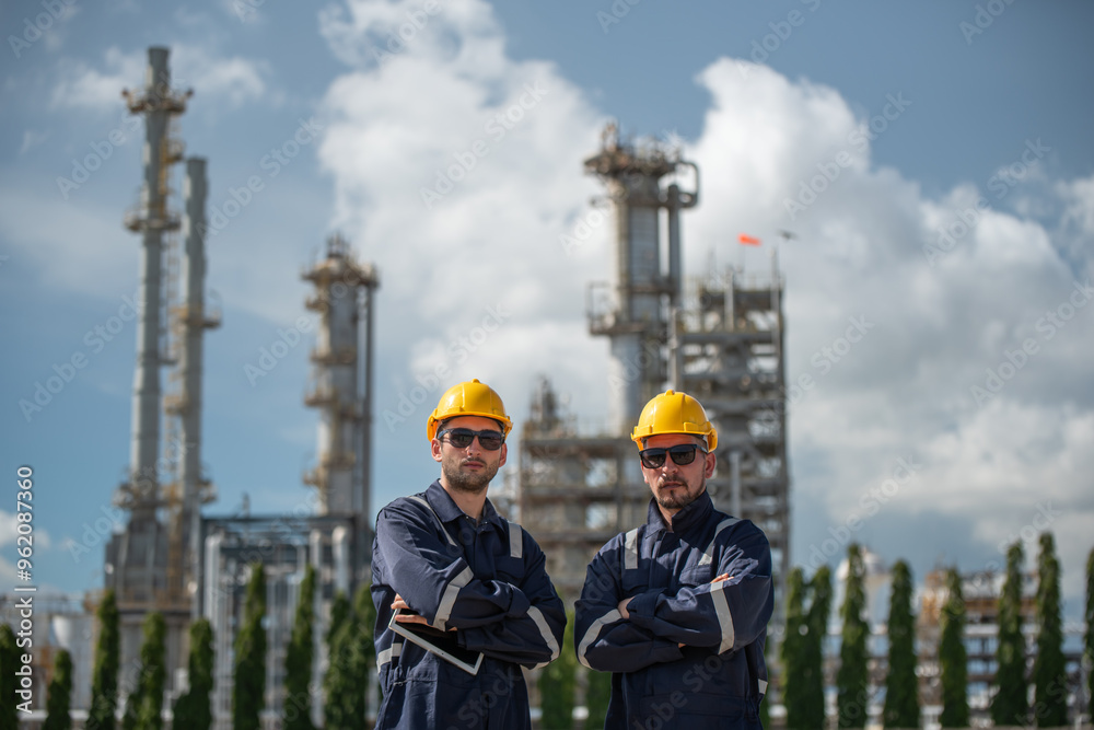 Refinery industry, engineer working in industrial production, oil and gas refinery plant industry factory Refinery industry, engineer working in industrial production, oil and gas refinery plant industry factory
