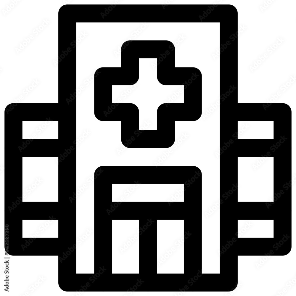Hospital. Editable stroke vector icon. Hospital. Editable stroke vector icon.