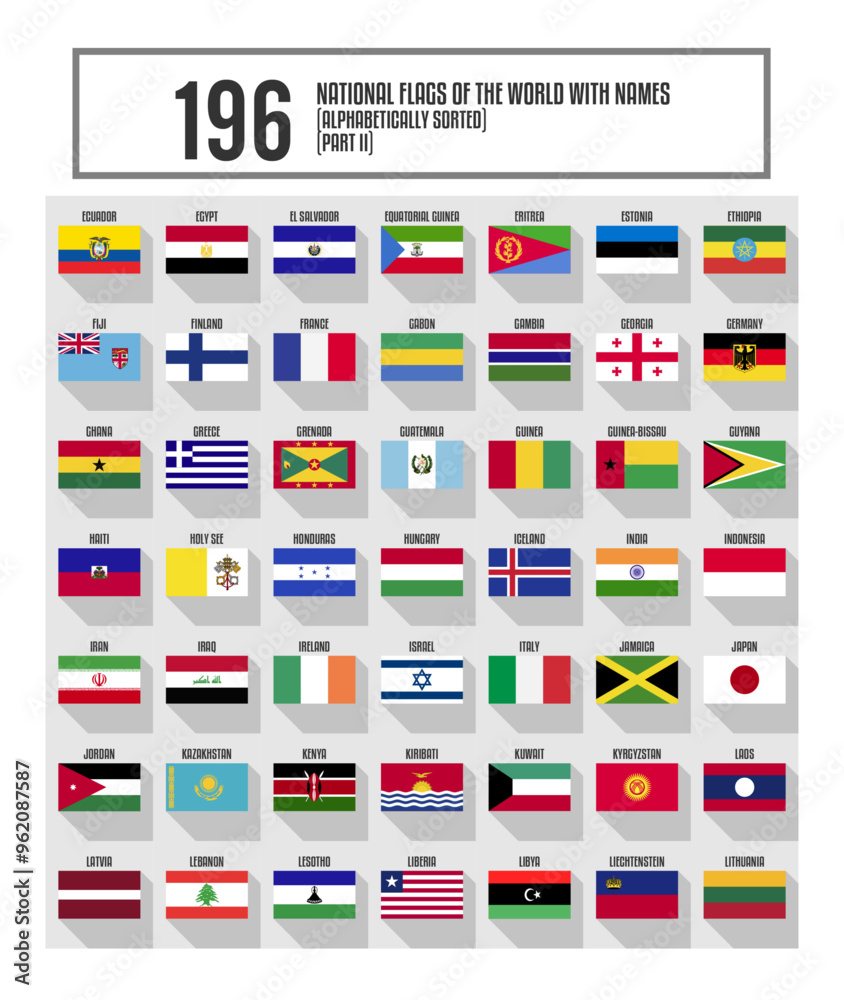 Complete set of Flat vector National flags of the world, Part two Complete set of Flat vector National flags of the world, Part two
