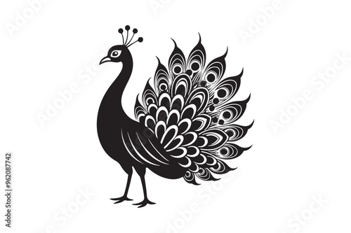 Peacock silhouette vector illustration, Peacock silhouette vector , Peacock silhouette , Peacock silhouette PNG.