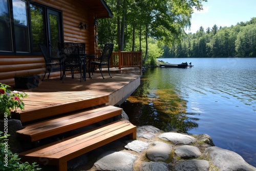 Fishing weekend getaway, lakeside cabin, perfect escape offers a peaceful retreat where fishing and relaxation come together photo