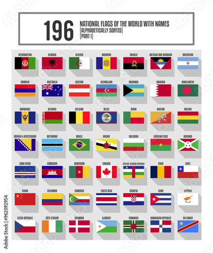 Complete set of Flat vector National flags of the world, Part One