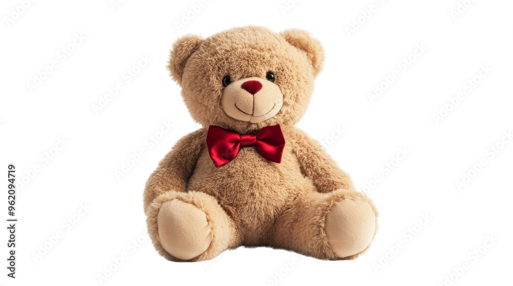 Obraz premium Cute Teddy Bear with Red Bow Tie.