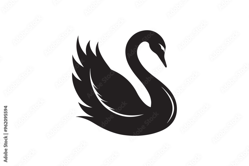 Fototapeta premium Swan silhouette vector illustration, Swan silhouette vector, Swan silhouette 