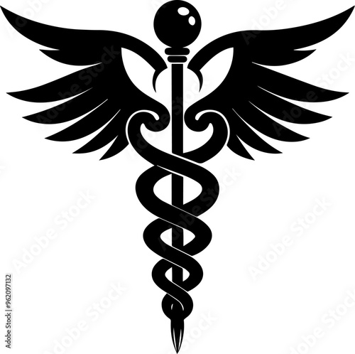 caduceus medical symbol vector silhouette illustration