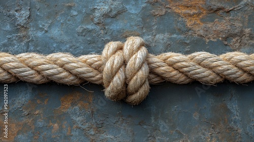 Close-up of a Nautical Rope Knot on a Slate Background