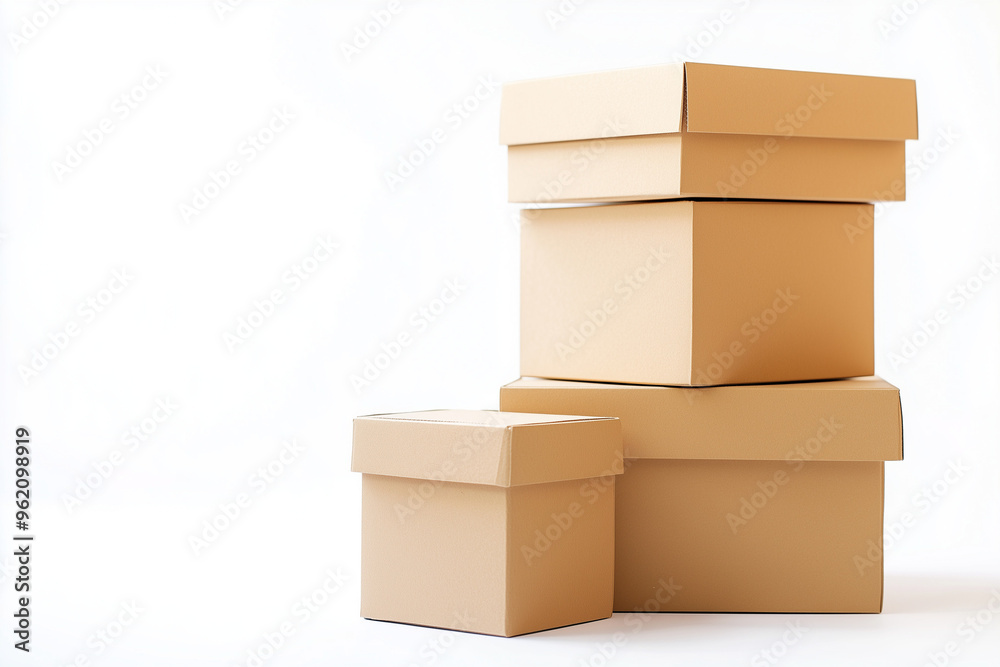 Stack of carton isolated on white background, Pile of brown paper box on white. Stack of carton isolated on white background, Pile of brown paper box on white.