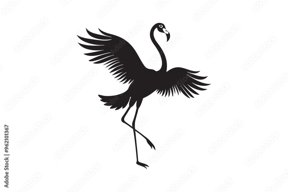 Fototapeta premium Flamingo silhouette vector illustration, Flamingo silhouette vector, Silhouette 