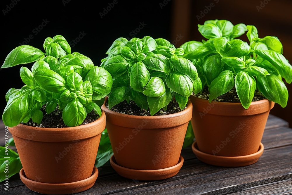 Farm product, fresh herbs in pots, grow-your-own lets you enjoy the freshest flavors by growing your own herbs at home Farm product, fresh herbs in pots, grow-your-own lets you enjoy the freshest flavors by growing your own herbs at home