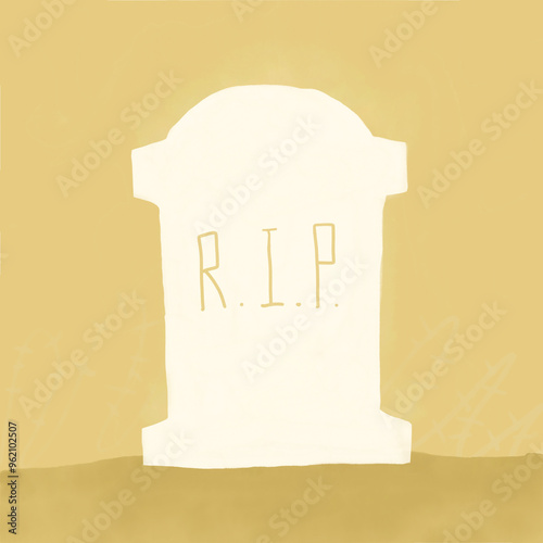 RIP gravestone for Halloween on yellow background,Dead people concept
