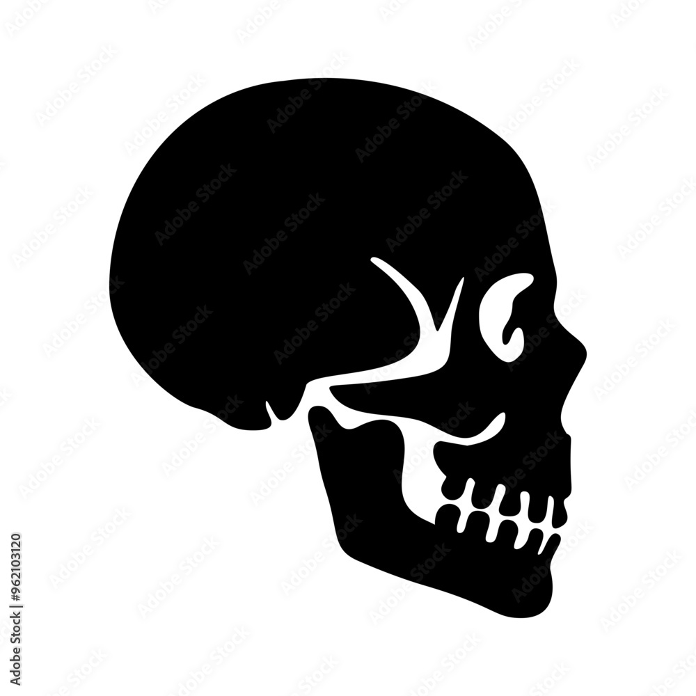 Skull Silhouette: Gothic Icon, Halloween Symbol, Death Concept, Spooky Design, Flat Vector Illustration Skull Silhouette: Gothic Icon, Halloween Symbol, Death Concept, Spooky Design, Flat Vector Illustration