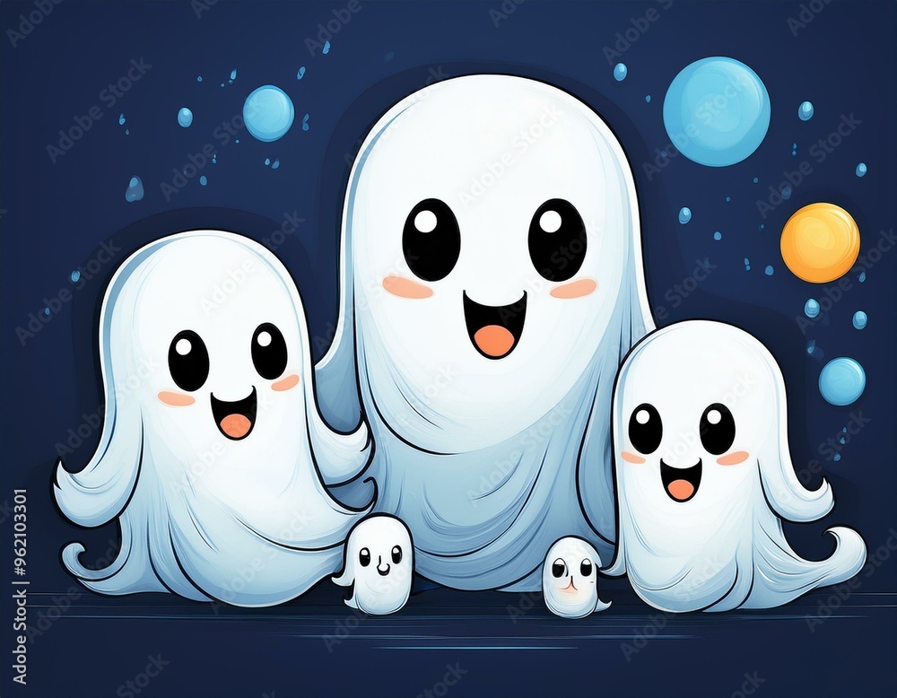 Obraz premium Cartoon family of ghosts