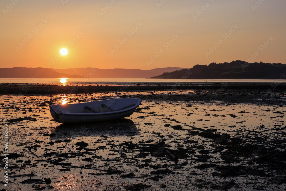 Naklejka premium Sunset at Trondheim fjord