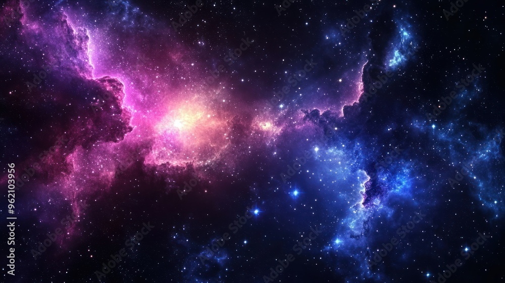 Naklejka premium Stars and nebula in outer space, constellation galaxy in Universe, cosmos background