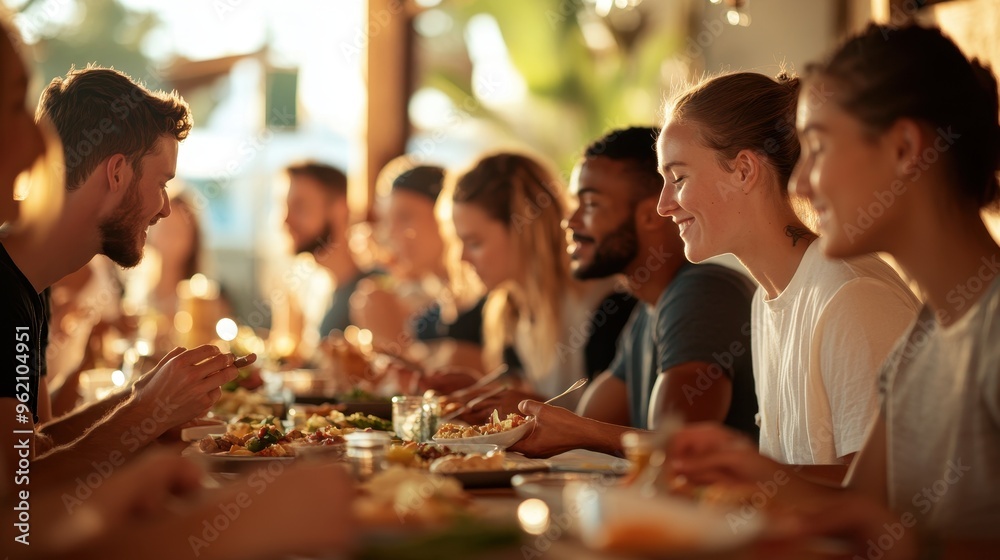 Mindful Eating: Diverse Group Practicing Mindfulness at Communal Table in Rustic Dining Area Mindful Eating: Diverse Group Practicing Mindfulness at Communal Table in Rustic Dining Area
