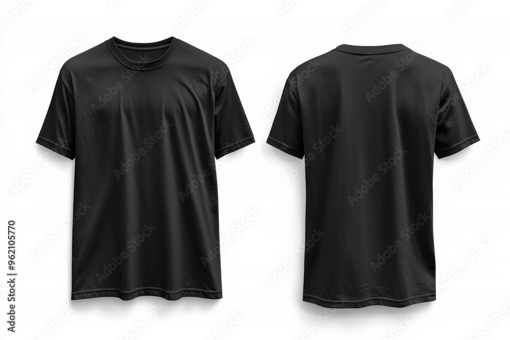 Black Tshirt Mockup Front and Back Isolated created with Generative AI